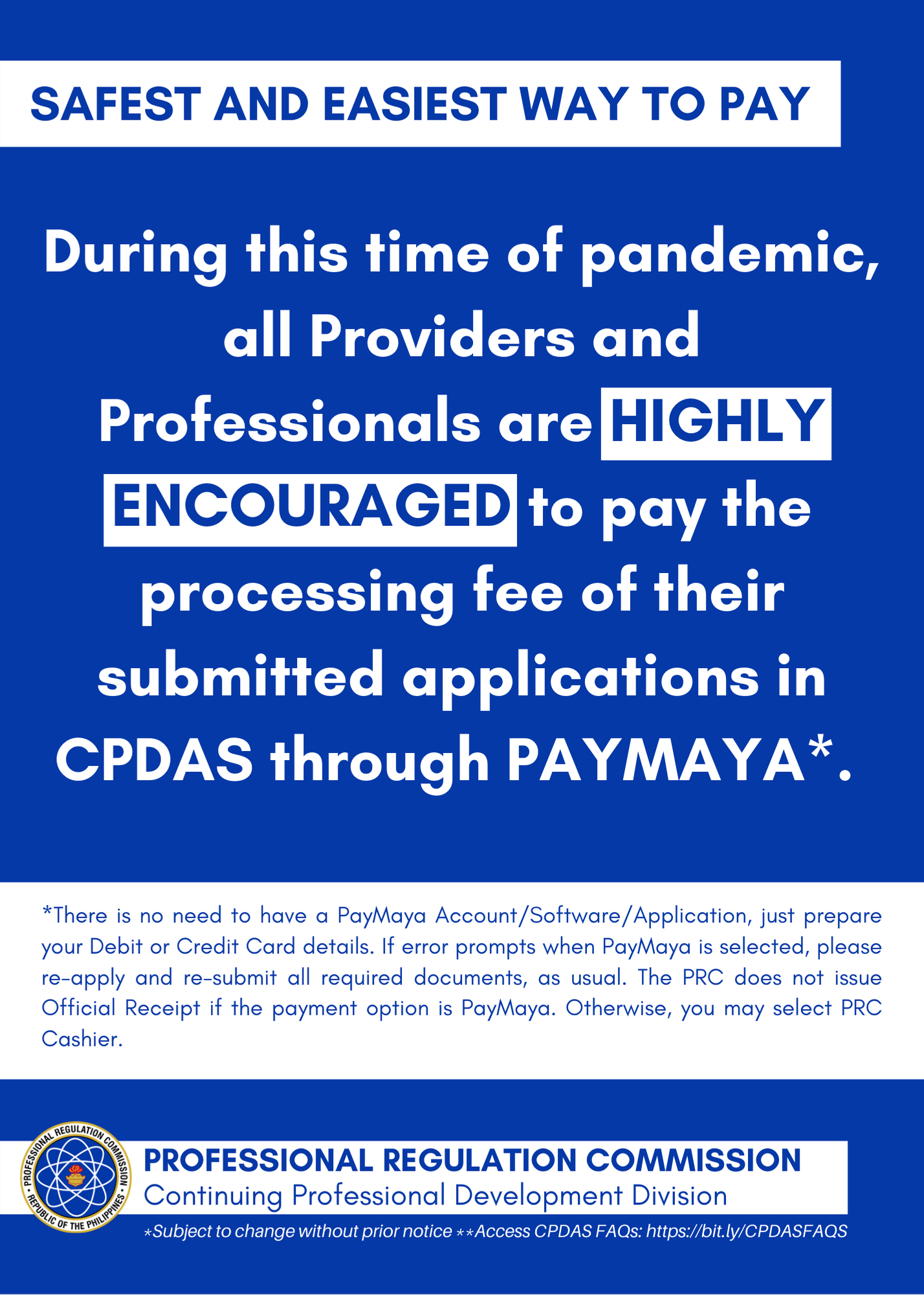 CPDAS PAYMENT ADVISORY